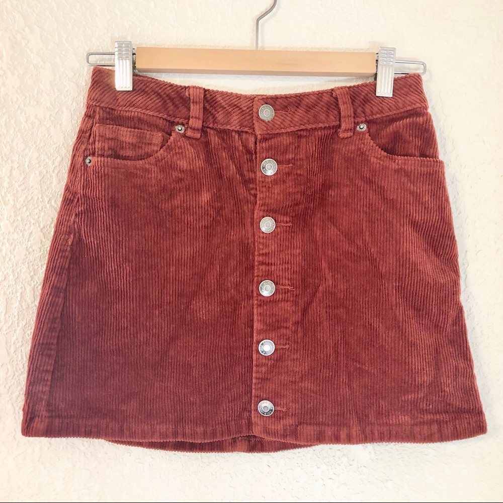 Girls Cat & Jack Rust Orange Corduroy A-Line Skirt Size Large 10/12